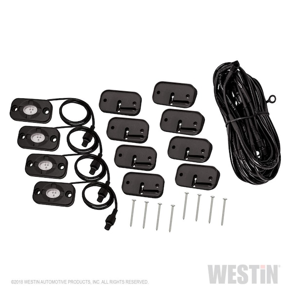 Westin Automotive INCLUDES QTY 4 LIGHTS, 14 FEET 9 INCHES LONG WIRING HARNESS AND SWITCH. BLK LED 09-80005 - main